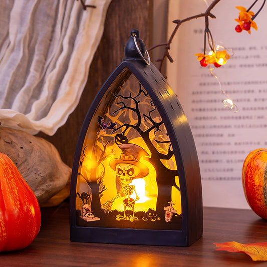 Morroween Glowing Skeleton Castle Lamp - Castle design close-up
