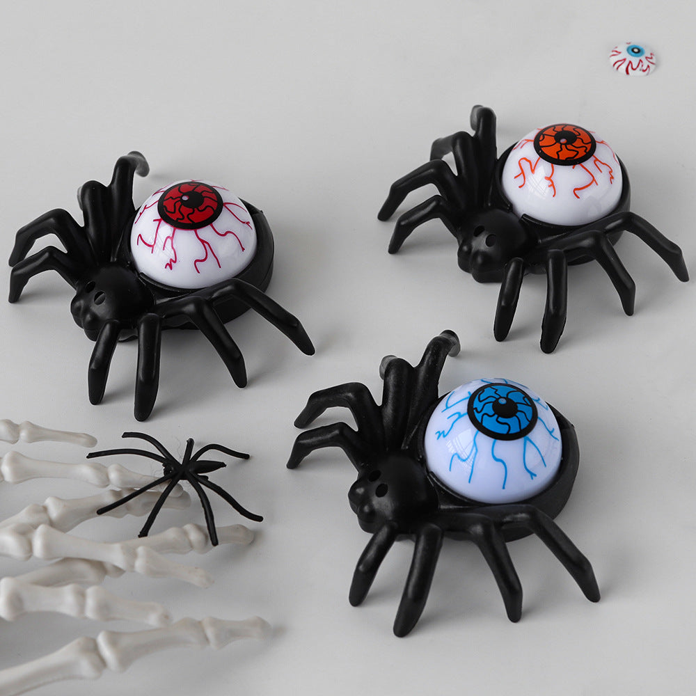 Morroween Glowing Eye Spider Lights - lit at night