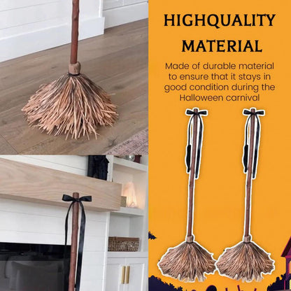Morroween Sound-Activated Magic Broom - haunted house display setting