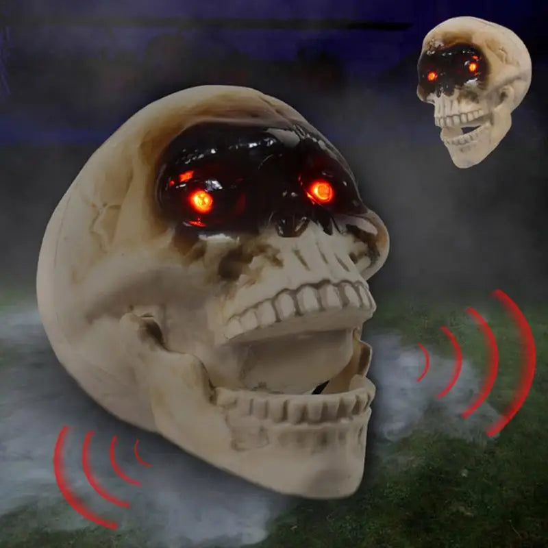 Morroween Animated Floating Skull - side profile view