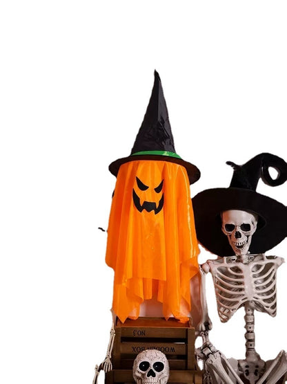 Morroween Glowing Ghost Wizard Hat Set - hung above a party table
