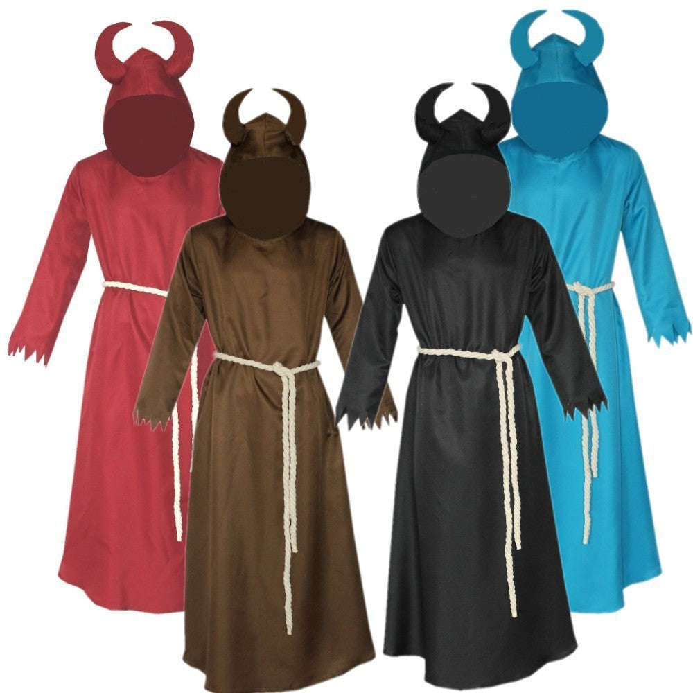 Morroween Devil Wizard Cloak - hooded horned Halloween costume cloak