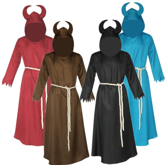 Morroween Devil Wizard Cloak - hooded horned Halloween costume cloak