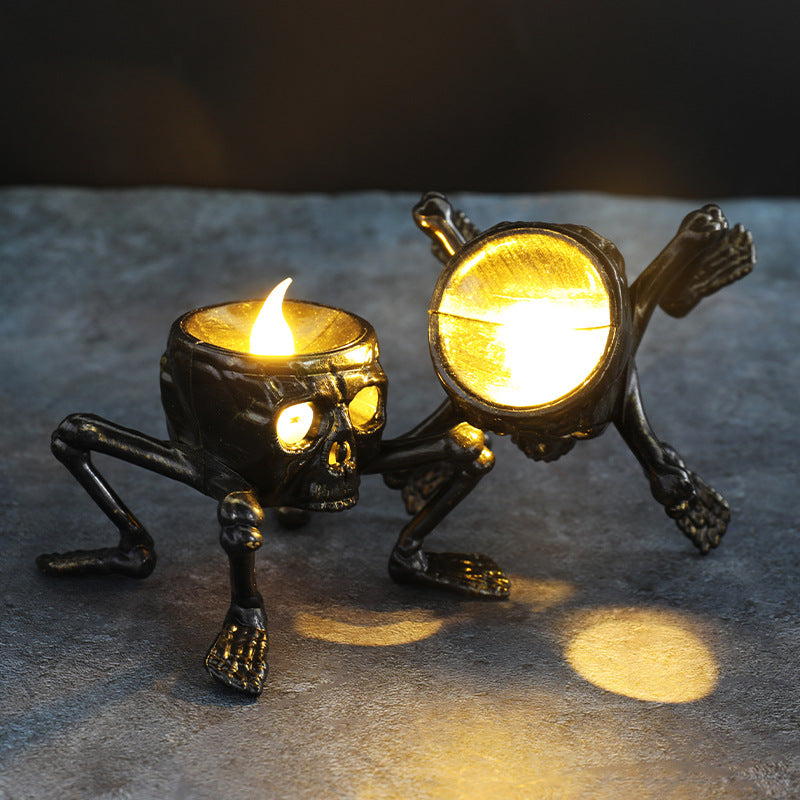 Morroween Skull Hand Lantern - on a mantel display