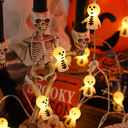 Morroween Pumpkin Bat Ghost Light Chain - ghost shape close-up