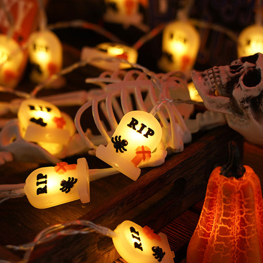 Morroween Pumpkin Bat Ghost Light Chain - Bat 10 Lights variant