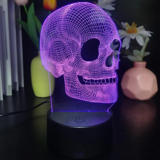Morroween 3D Skull Night Lamp - Black Base Remote Control variant