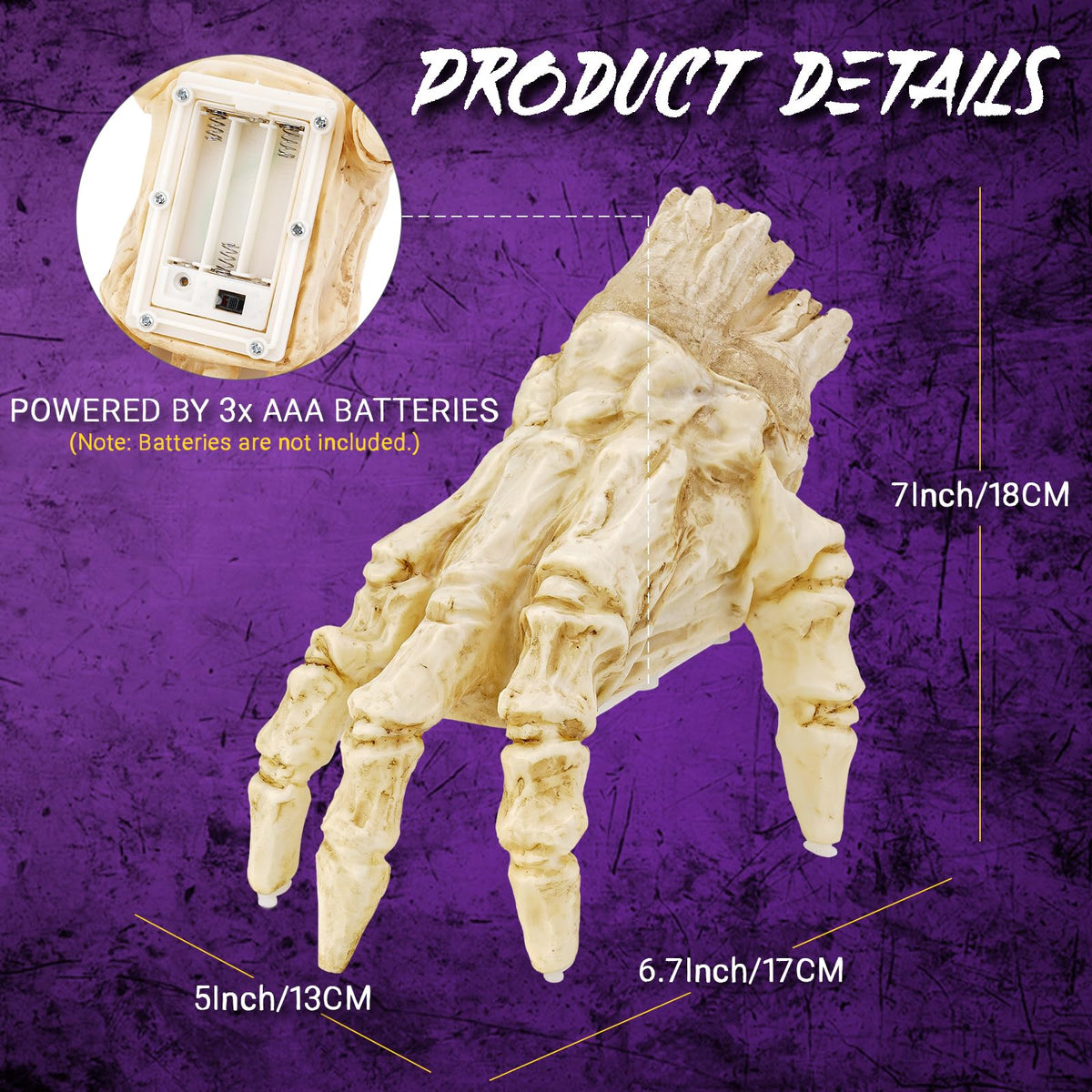 Morroween Crawling Zombie Hand - sound sensor detail