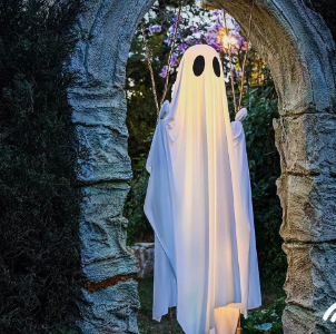 Morroween Hanging Ghost Swing - hung from a tree branch
