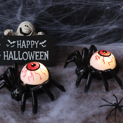 Morroween Glowing Eye Spider Lights - red blue orange glow-eye Halloween spider string lights