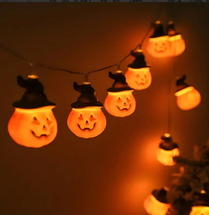 Morroween Pumpkin Bat Ghost Light Chain - Bat 40 Lights variant