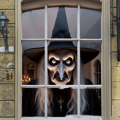 Morroween Witch Window Backdrop Banner - hanging kit detail