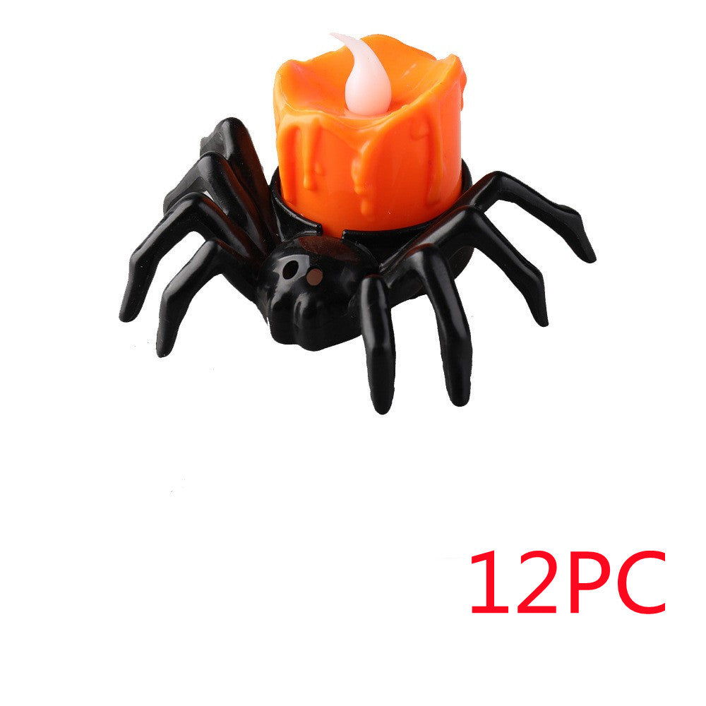 Morroween Spider Candlestick Ornament - set of twelve grouped display
