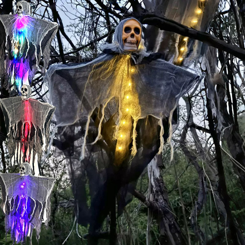 Morroween Hanging Ghost Skull Prop - size reference