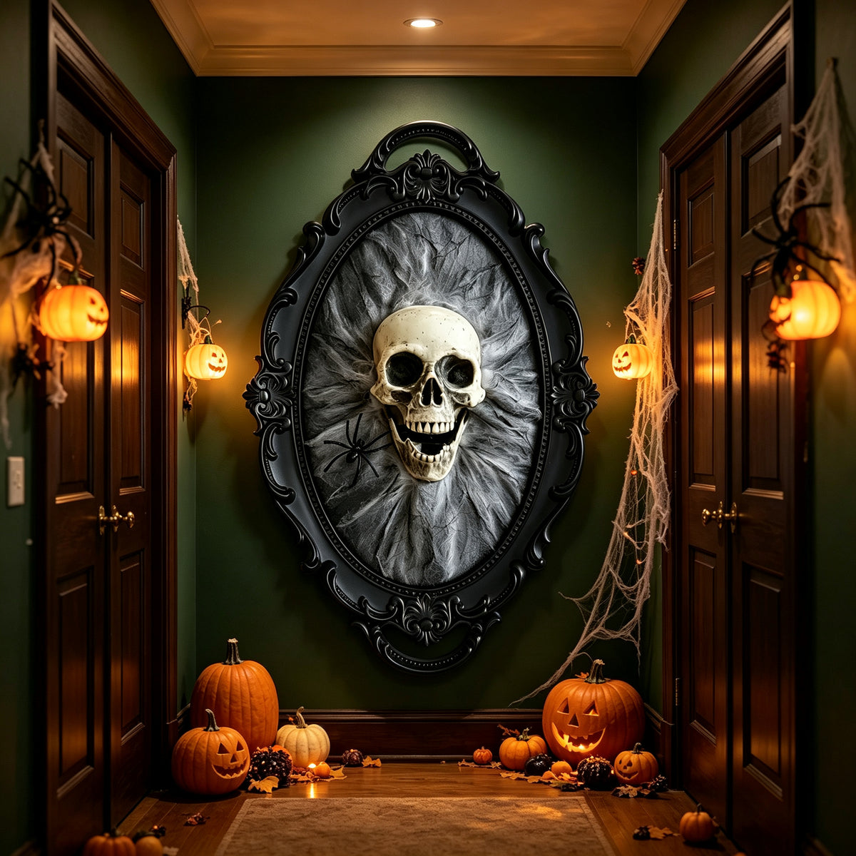 Morroween Gothic Spider Skull Wall Decor - side profile view