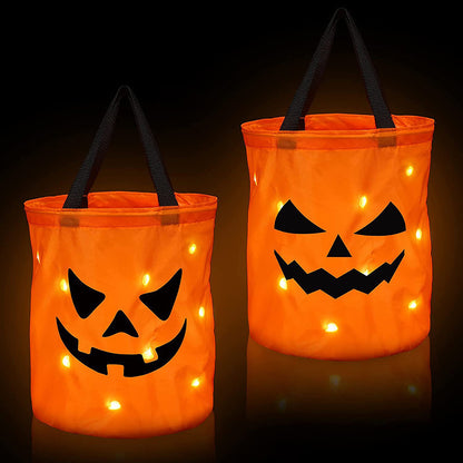 Morroween Pumpkin Trick-or-Treat Bag - being carried by trick-or-treater