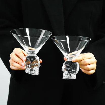 Morroween Skull Cocktail Glass - skull-shaped martini glass for Halloween drinks