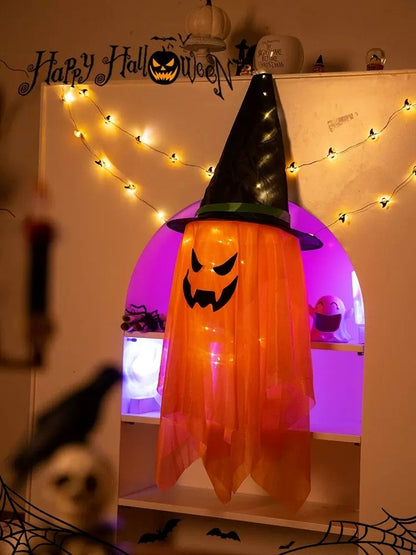Morroween Glowing Ghost Wizard Hat Set - hat fabric detail