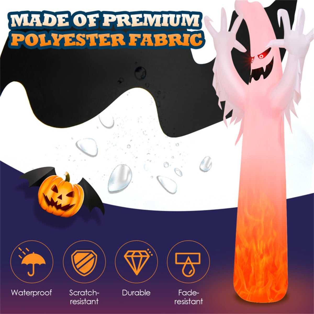12ft Inflatable Flame Ghost Yard Decoration