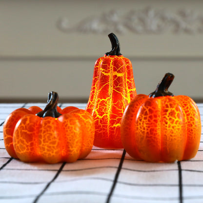 Morroween Luminous Pumpkin LED Lantern - crackle-glass texture close-up
