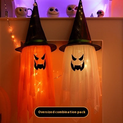 Morroween Glowing Ghost Wizard Hat Set - Orange colour variant