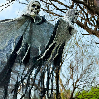 Morroween Hanging Ghost Skull Prop - skull detail close-up