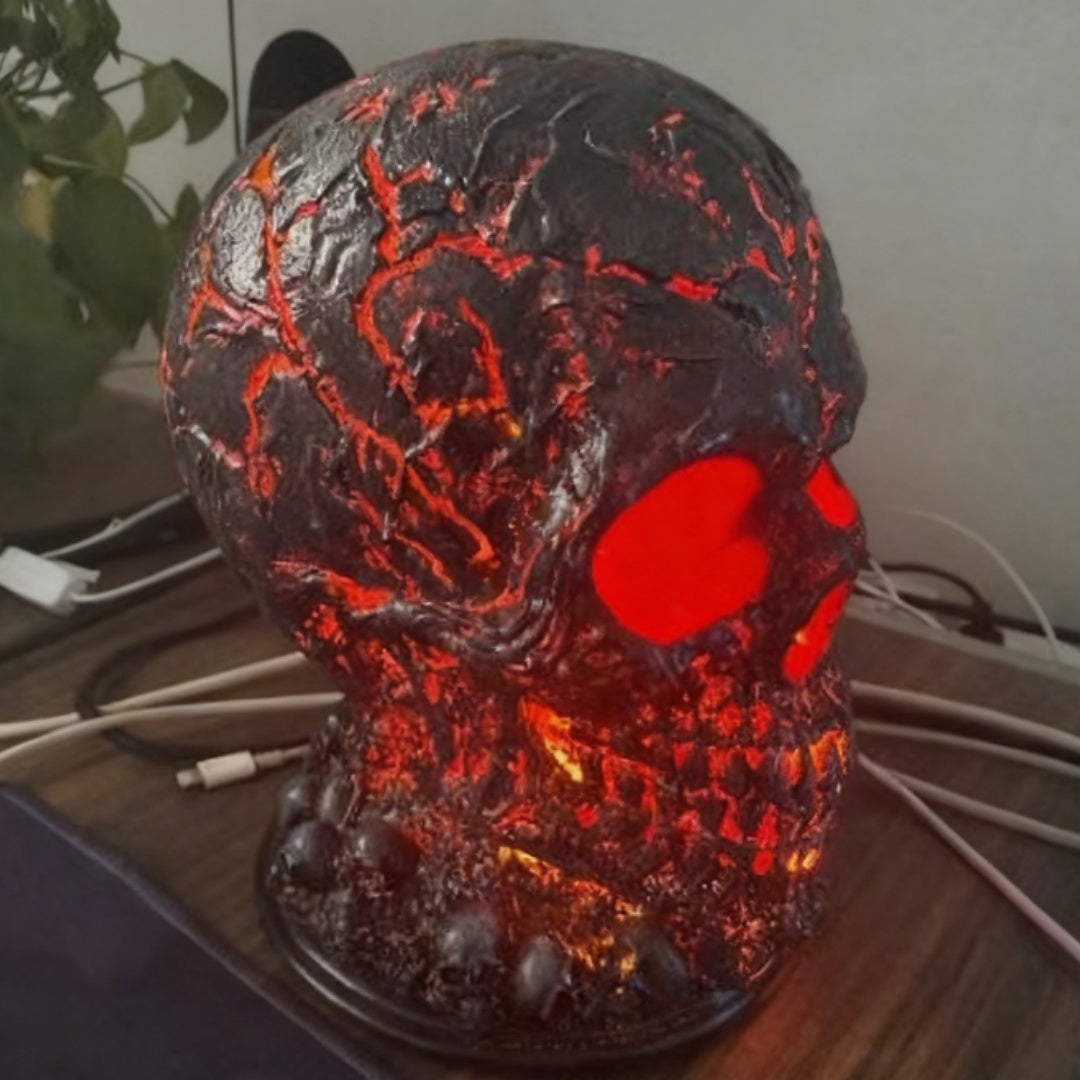 Morroween Lava Stone Skull Lamp - back view