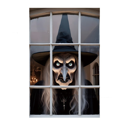 Morroween Witch Window Backdrop Banner - fabric texture close-up