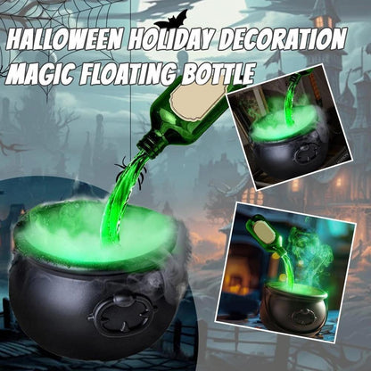 Morroween Floating Witch's Cauldron Diffuser - black potion bottle mist diffuser for Halloween decor