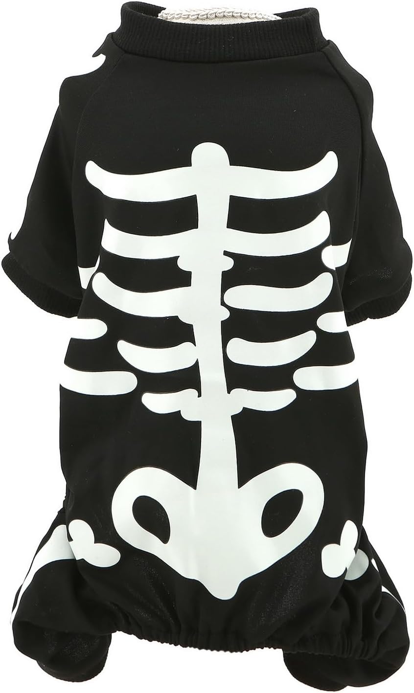Morroween Glow-in-the-Dark Skeleton Dog Costume - small dog trick-or-treating