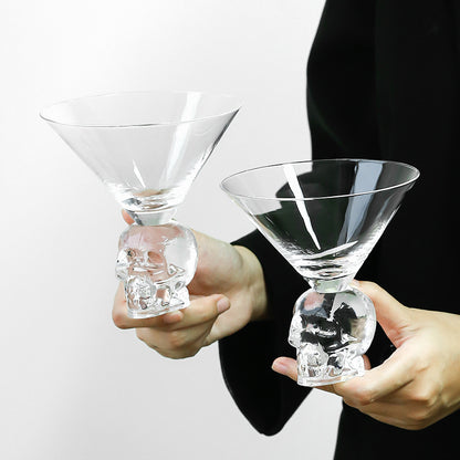 Morroween Skull Cocktail Glass - grouped set on a bar cart