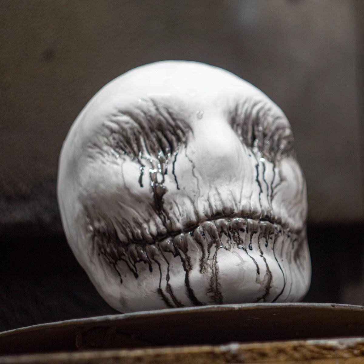 Morroween Ghost Latex Mask - being worn, front view