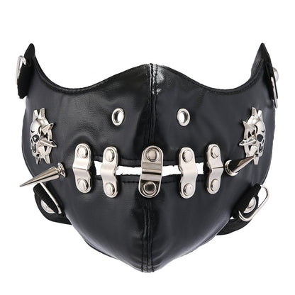 Morroween Punk Rivet Face Mask - leather punk-style Halloween mask