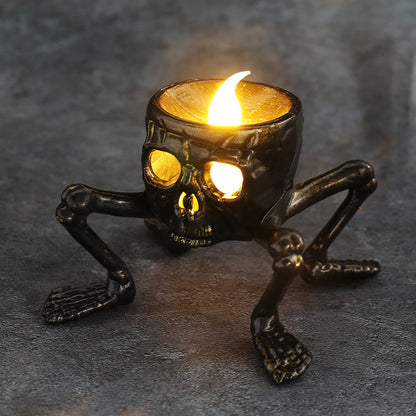 Morroween Skull Hand Lantern - flame detail close-up
