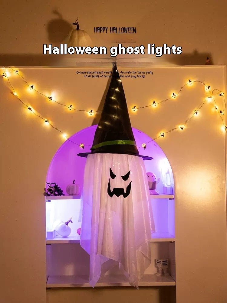 Morroween Glowing Ghost Wizard Hat Set - White colour variant