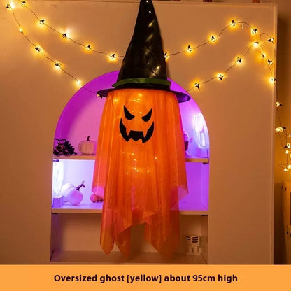 Morroween Glowing Ghost Wizard Hat Set - 3pcs 45cm hats together