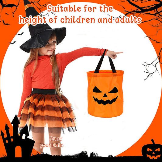 Morroween Pumpkin Trick-or-Treat Bag - 25x30cm fabric jack-o-lantern candy bag