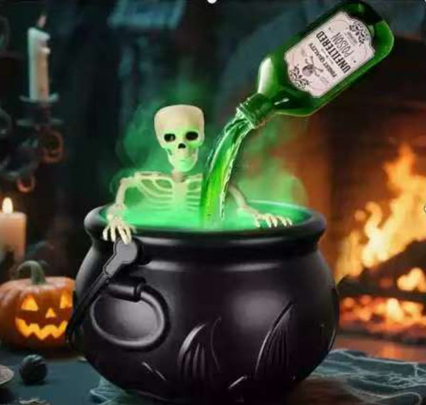 Morroween Floating Witch's Cauldron Diffuser - glowing colour-changing light effect