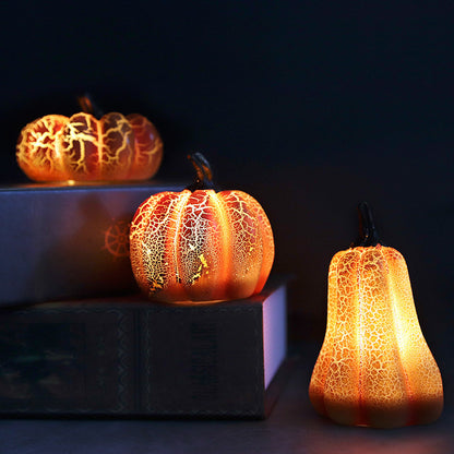 Morroween Luminous Pumpkin LED Lantern - lit on a porch step