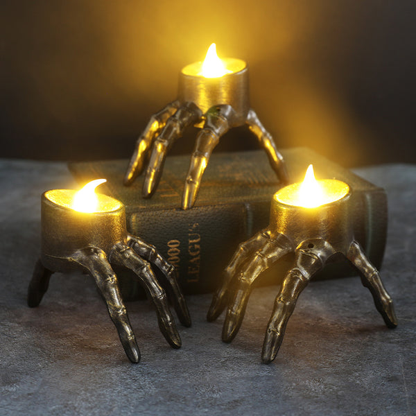 Morroween Skull Hand Lantern - skeletal hand candle Halloween decoration