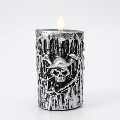 Morroween Pirate Skull Candle Lamp - side angle view