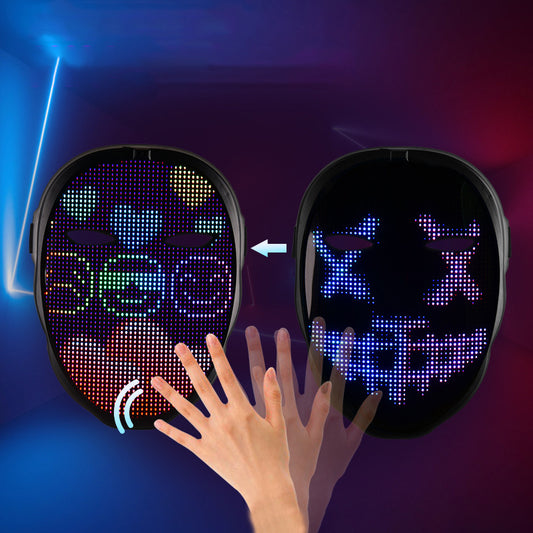 Morroween LED Display Party Mask - programmable Bluetooth RGB light-up party mask
