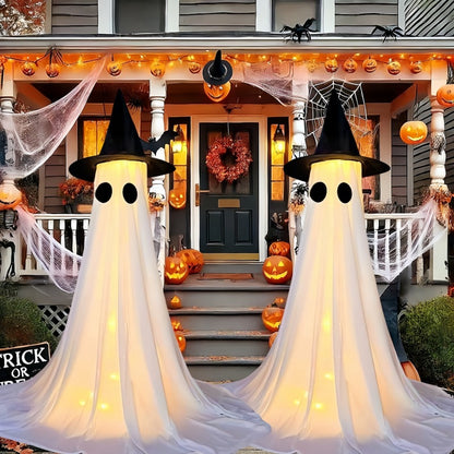Morroween Spooky Ghost Yard Stake - weatherproof outdoor Halloween ghost decoration