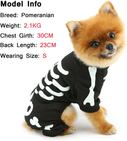 Morroween Glow-in-the-Dark Skeleton Dog Costume - fabric stretch detail