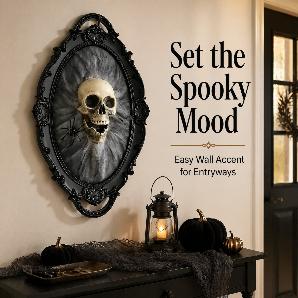 Morroween Gothic Spider Skull Wall Decor - size reference