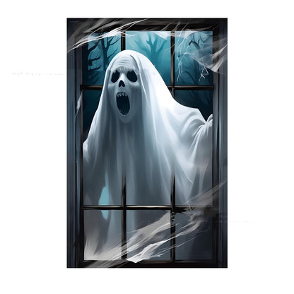 Morroween Witch Window Backdrop Banner - outdoor door display